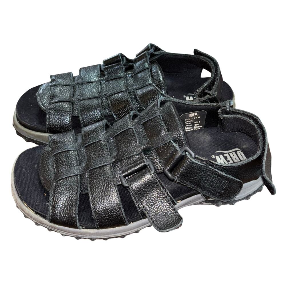 Drew Mason Men's black leather Fisherman Sandals (size 8 wide)